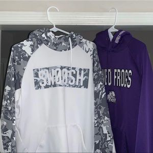 Men’s Nike swoosh hoodie and TCU hoodie